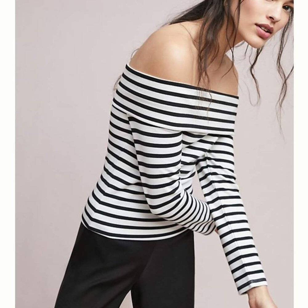 Anthropologie Maeve Alta Striped off shoulder top